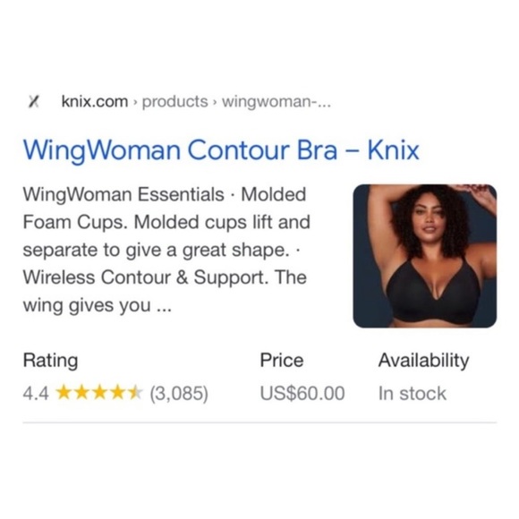 Knix Sz 7+ WingWoman Contour Bra in Black 36F 36G 38F 38G - Picture 14 of 15